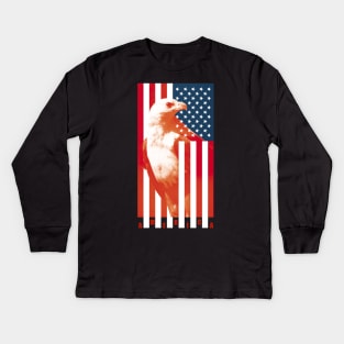 Eagle on American Flag Kids Long Sleeve T-Shirt